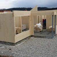 Bau des Grunderisses des Holzhauses